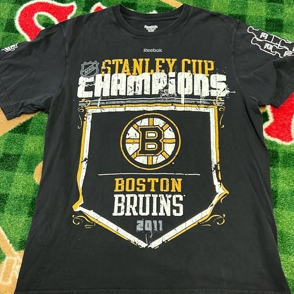 NHL Boston Bruins 2011 Stanley Cup Champions Black T Shirt Men's size XL